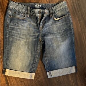 LOFT Blue Jean Shorts with Rolled Cuffs and Classic Wash
